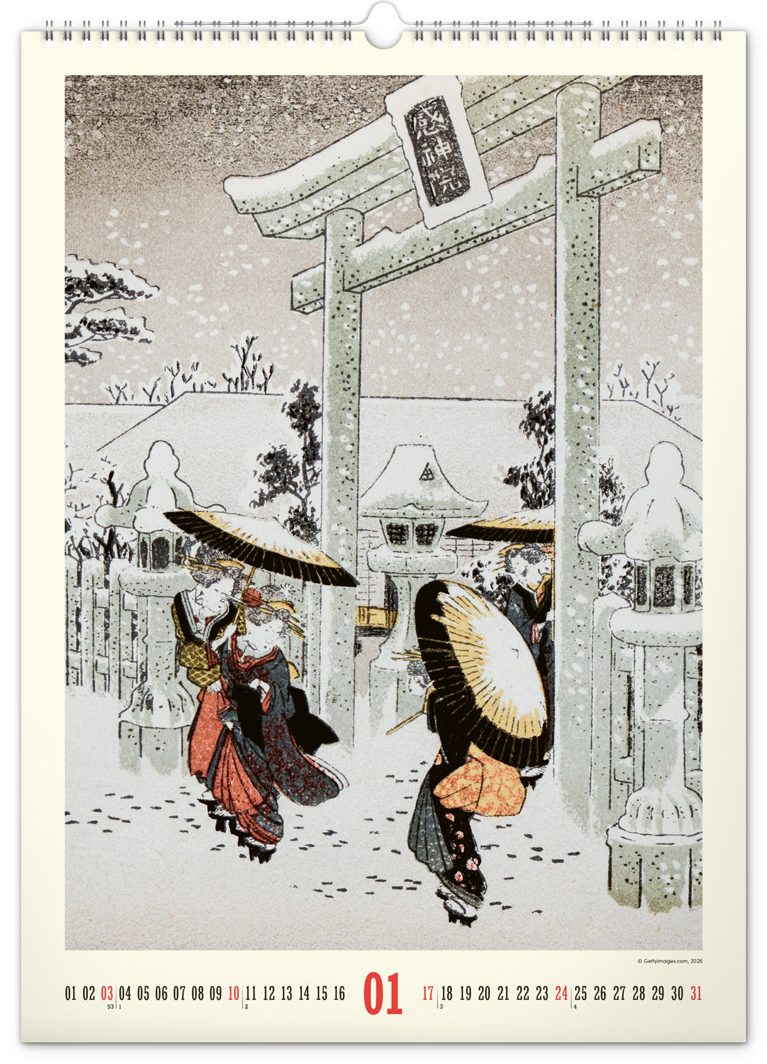 Nástěnný kalendář Vintage plakáty – japonské umění 2027, 33 x 46 cm