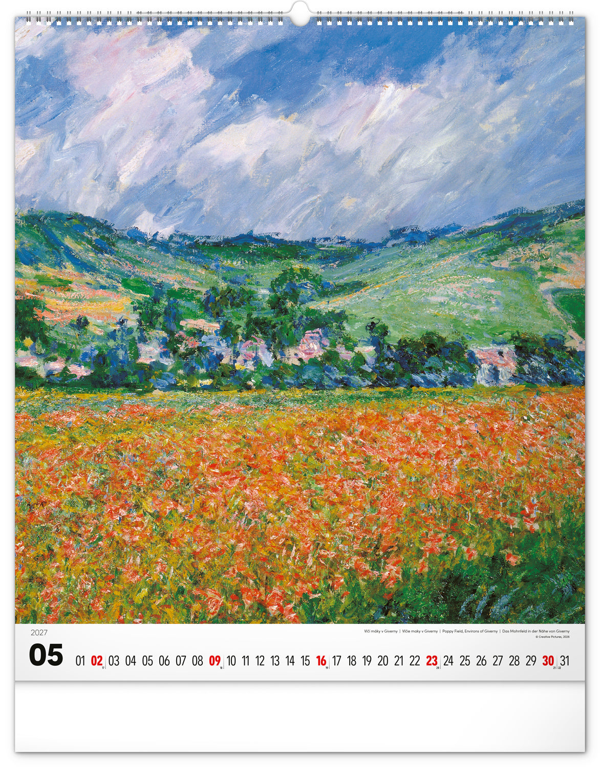 Nástěnný kalendář Claude Monet 2027, 48 x 56 cm