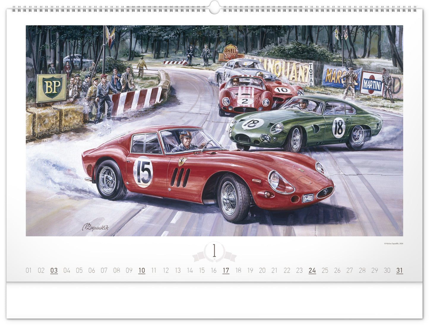 Nástěnný kalendář Oldtimers – Václav Zapadlík 2027, 64 x 42 cm
