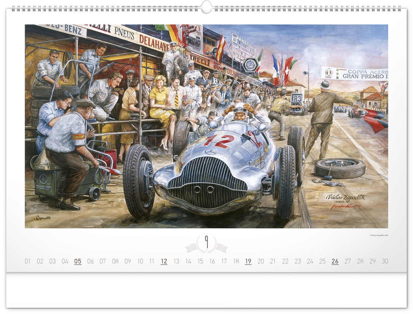 Nástěnný kalendář Oldtimers – Václav Zapadlík 2027, 64 x 42 cm