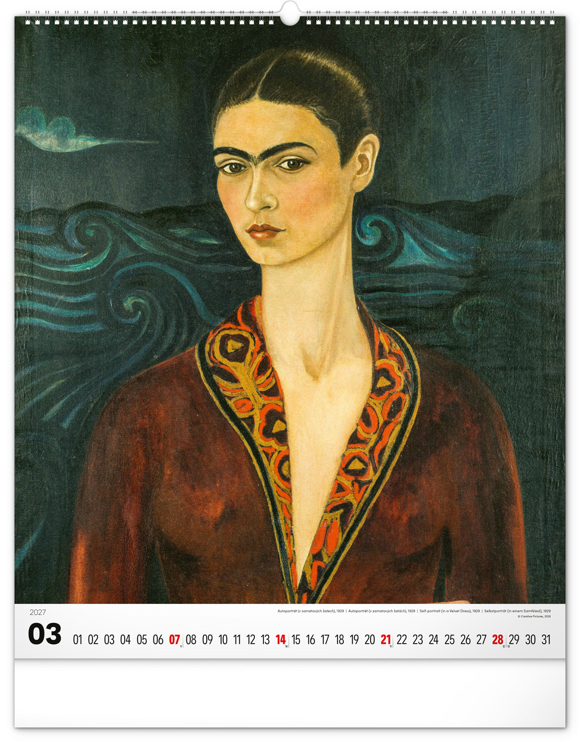 Nástěnný kalendář Frida Kahlo 2027, 48 x 56 cm