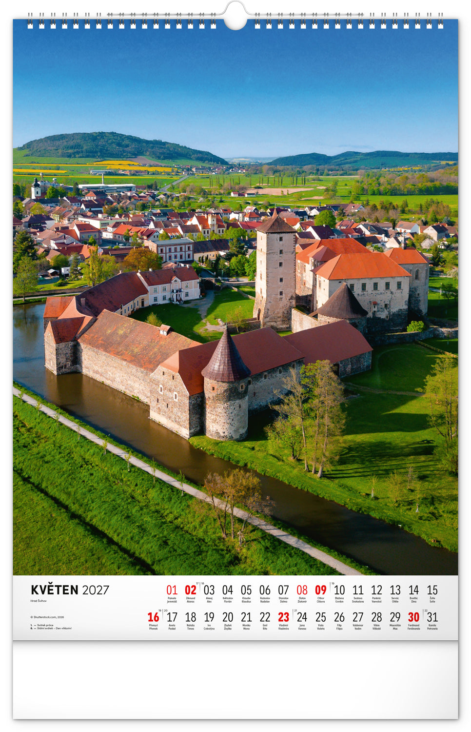 Nástěnný kalendář Hrady a zámky 2027, 33 x 46 cm