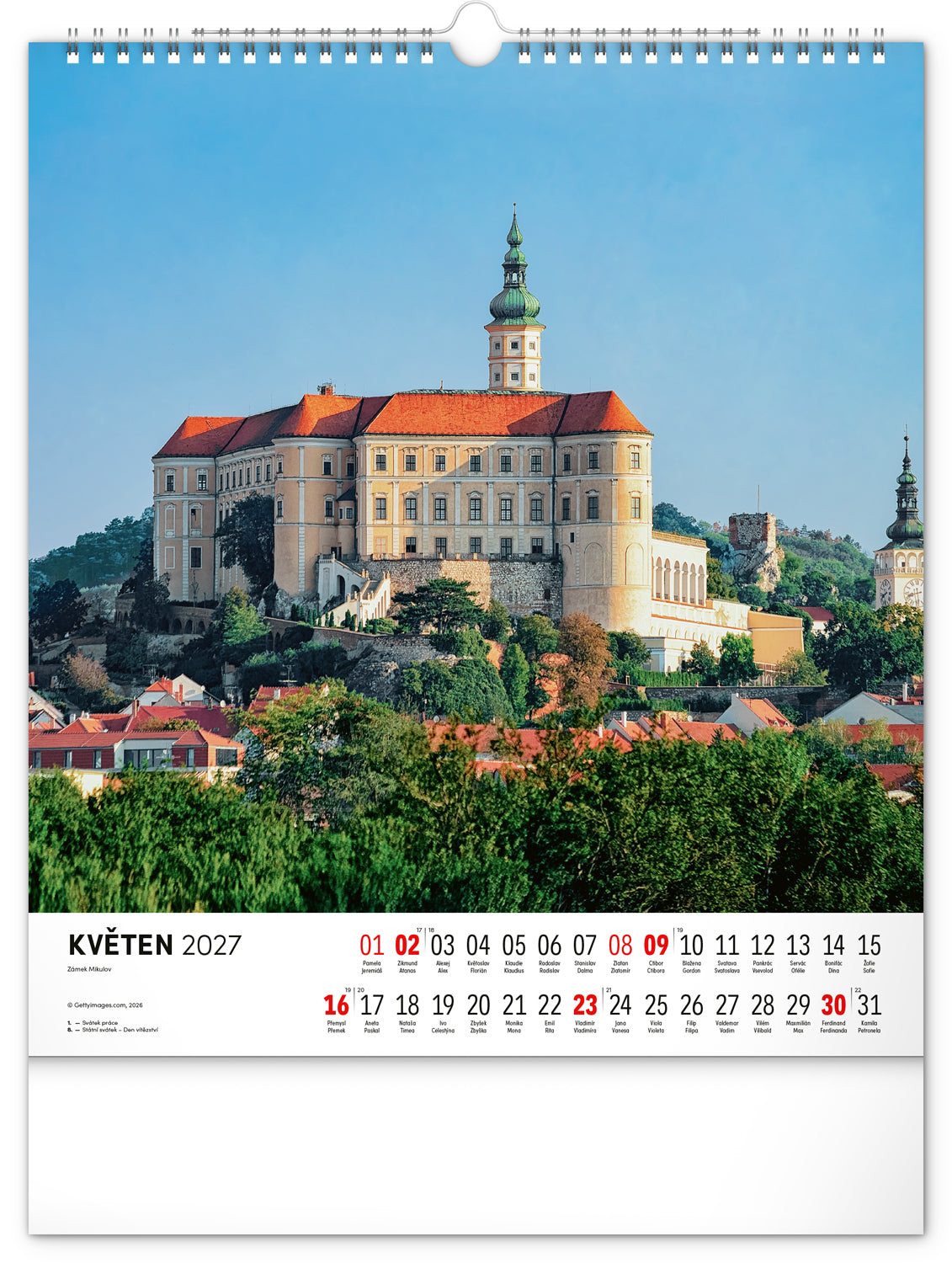 Nástěnný kalendář Česká republika 2027, 30 x 34 cm