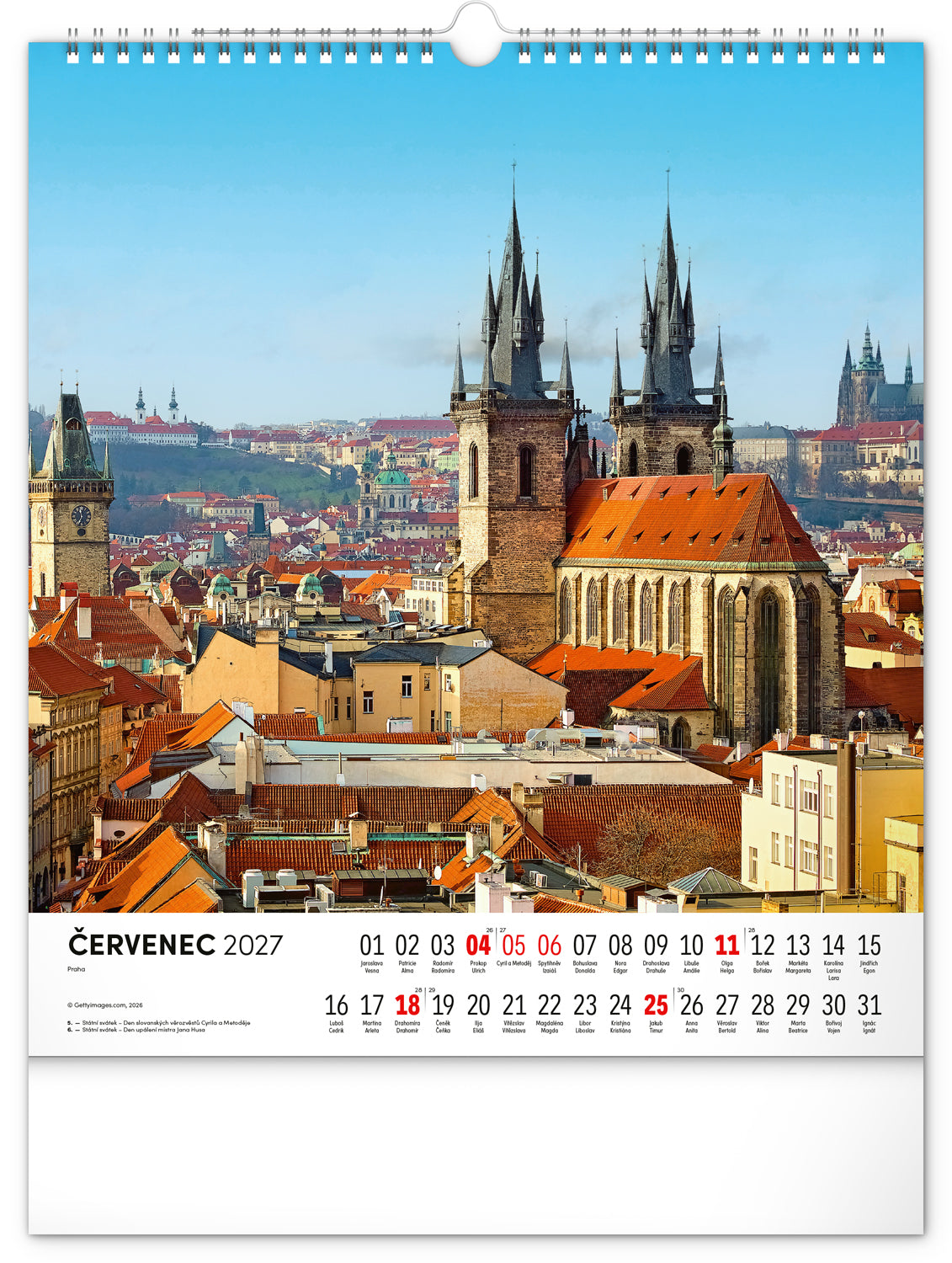 Nástěnný kalendář Česká republika 2027, 30 x 34 cm