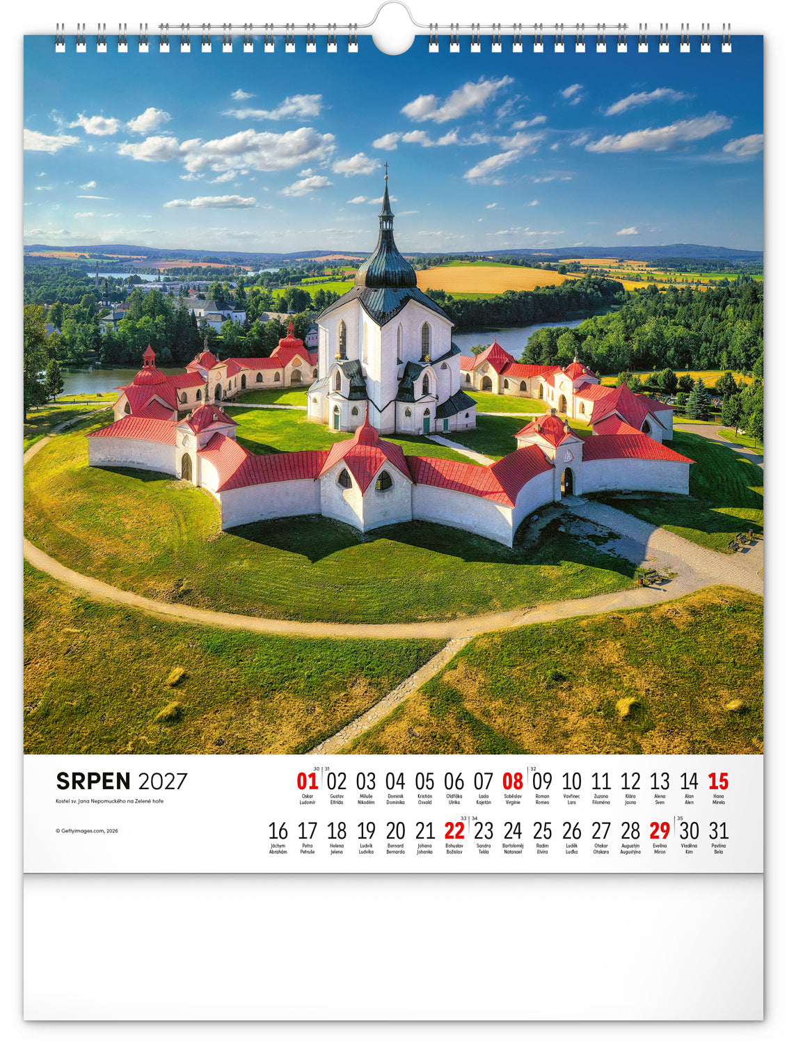 Nástěnný kalendář Česká republika 2027, 30 x 34 cm