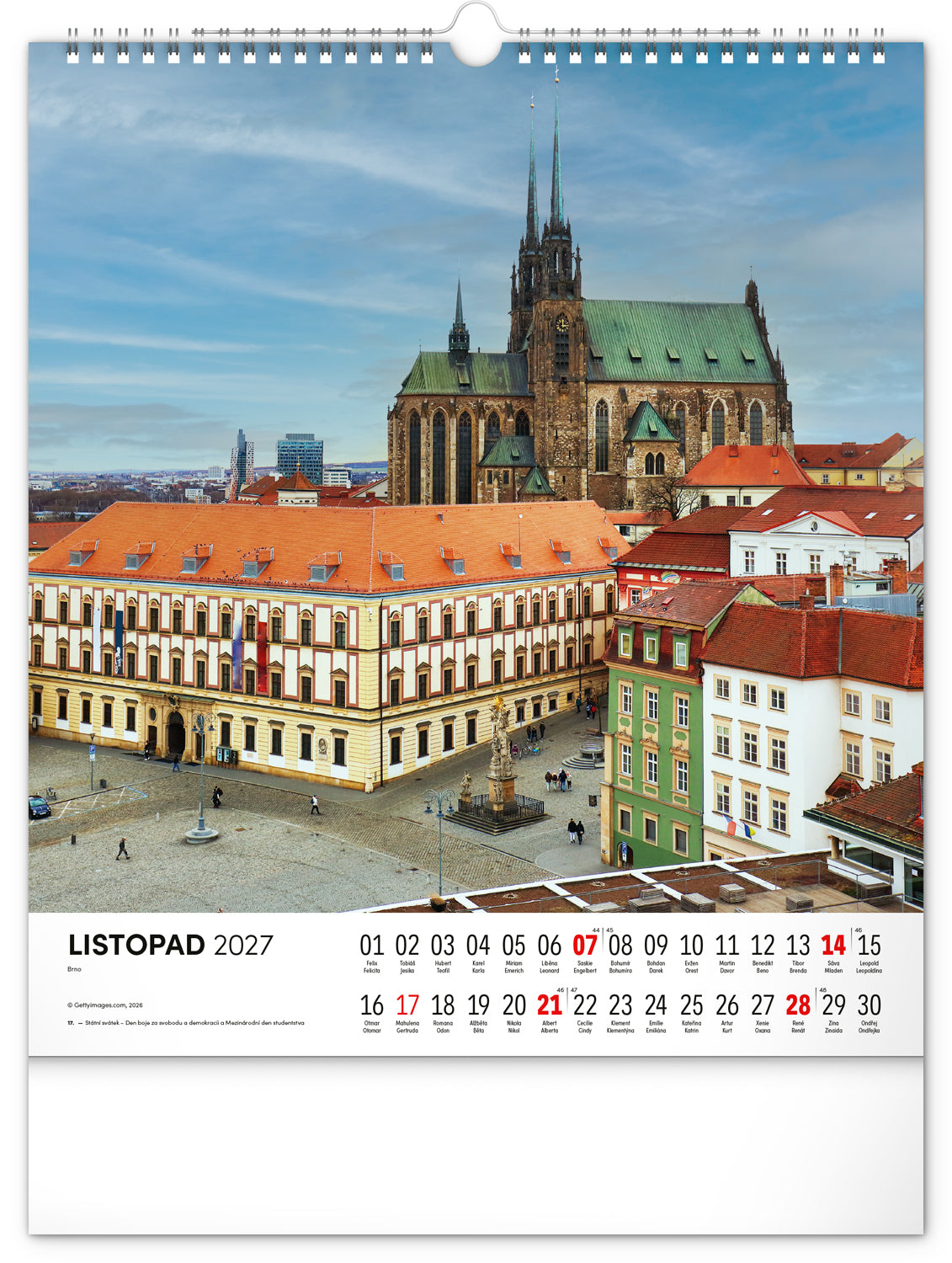 Nástěnný kalendář Česká republika 2027, 30 x 34 cm