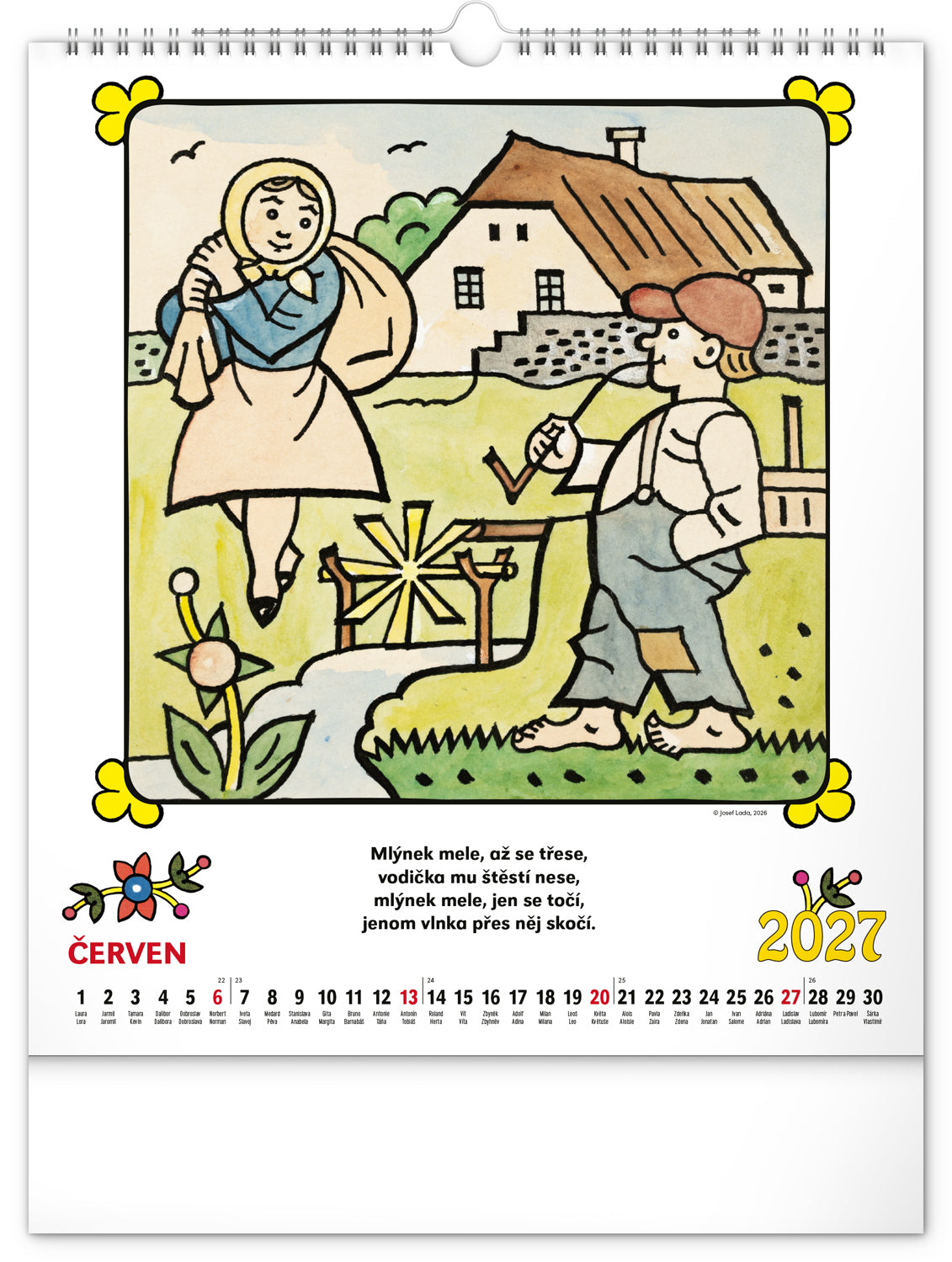 Nástěnný kalendář Josef Lada – Říkadla 2027, 30 x 34 cm