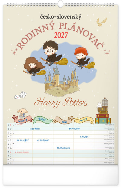 Nástěnný kalendář Rodinný plánovací Harry Potter 2027, 33 x 46 cm