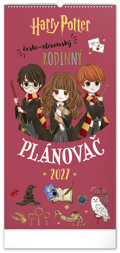 Nástěnný kalendář Rodinný plánovací Harry Potter 2027, 21 x 42 cm