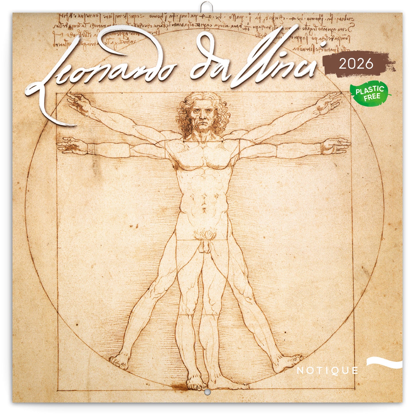 Poznámkový kalendář Leonardo da Vinci 2026, 30 x 30 cm