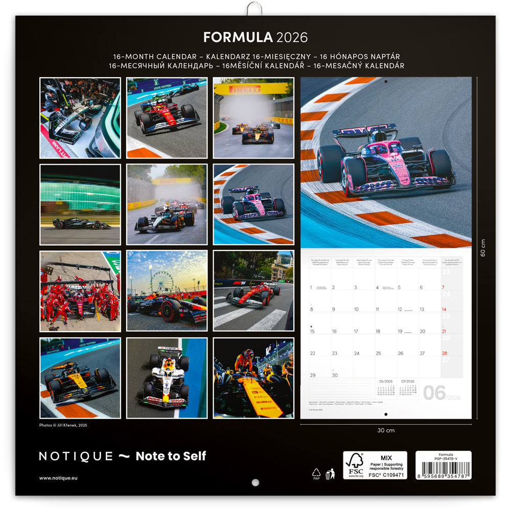 Poznámkový kalendář Formule – Jiří Křenek 2027, 30 x 30 cm