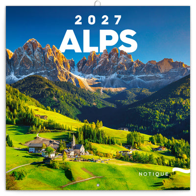 Poznámkový kalendář Alpy 2027, 30 x 30 cm