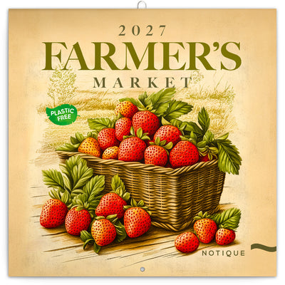 Poznámkový kalendář Farmářské trhy 2027, PLASTIC FREE, 30 x 30 cm