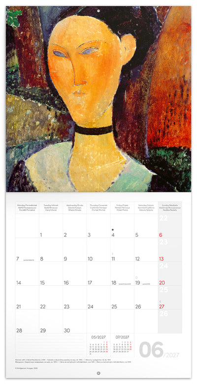 Poznámkový kalendář Amedeo Modigliani 2027, 30 x 30 cm