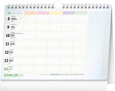 Školní plánovací kalendář s háčkem 2026, 30 x 21 cm