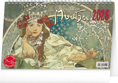 Stolní kalendář Alfons Mucha 2026, 23,1 x 14,5 cm