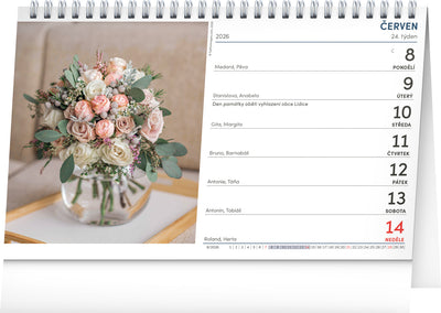 Stolní kalendář Kytice CZ/SK 2026, 23,1 x 14,5 cm