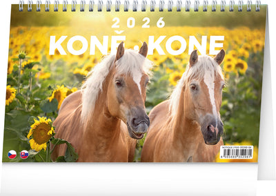 Stolní kalendář Koně – Kone CZ/SK 2026, 23,1 x 14,5 cm