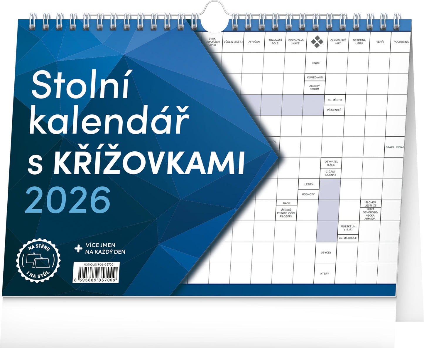 Stolní kalendář s křížovkami s háčkem 2026, 30 x 21 cm