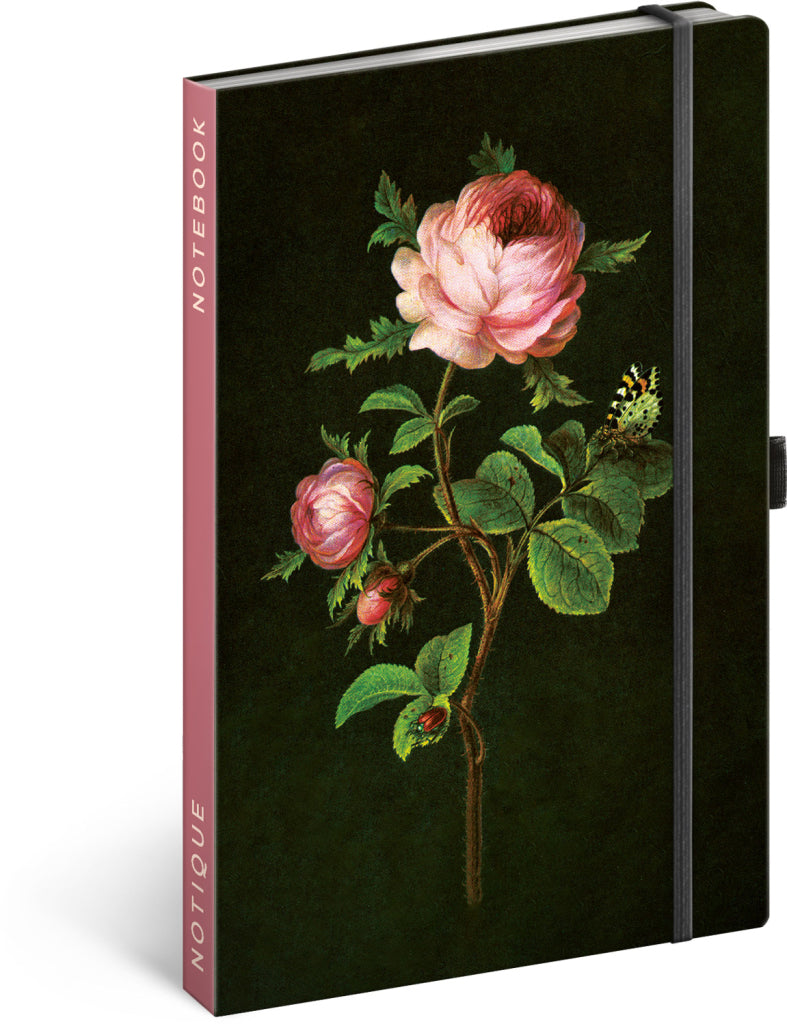 Notes Růže Kateřiny Winterové, linkovaný, 13 × 21 cm,Vnitřní kapsa