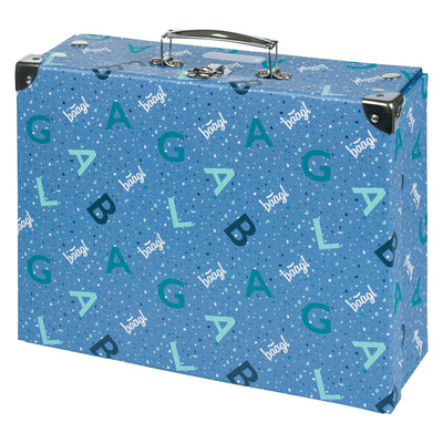 Skládací školní kufřík Logo - modrý s kováním